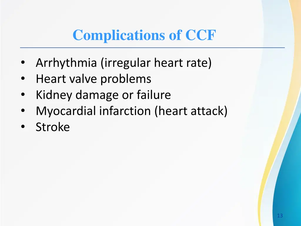 complications of ccf