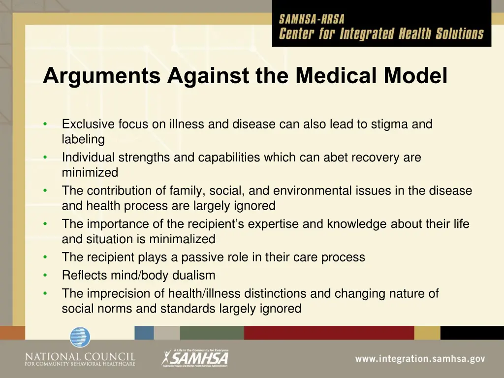 arguments against the medical model