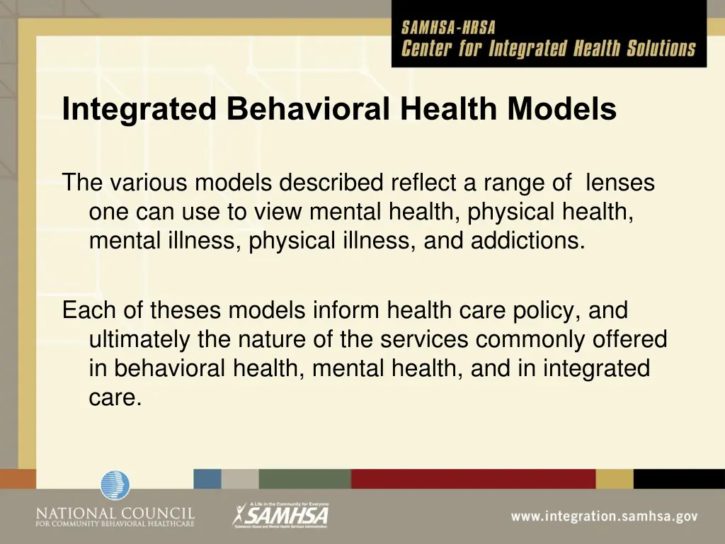 integrated behavioral health models