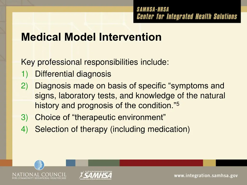 medical model intervention