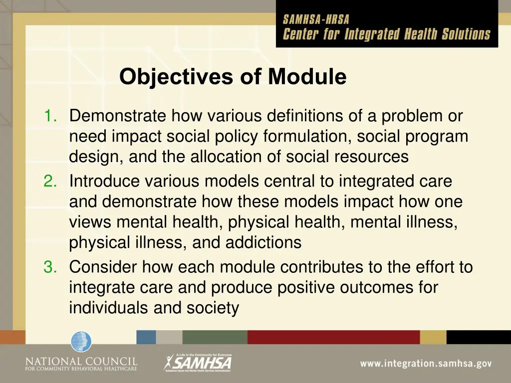 objectives of module