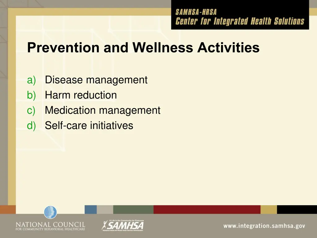 prevention and wellness activities