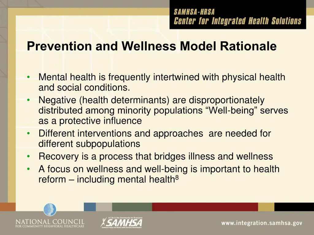 prevention and wellness model rationale