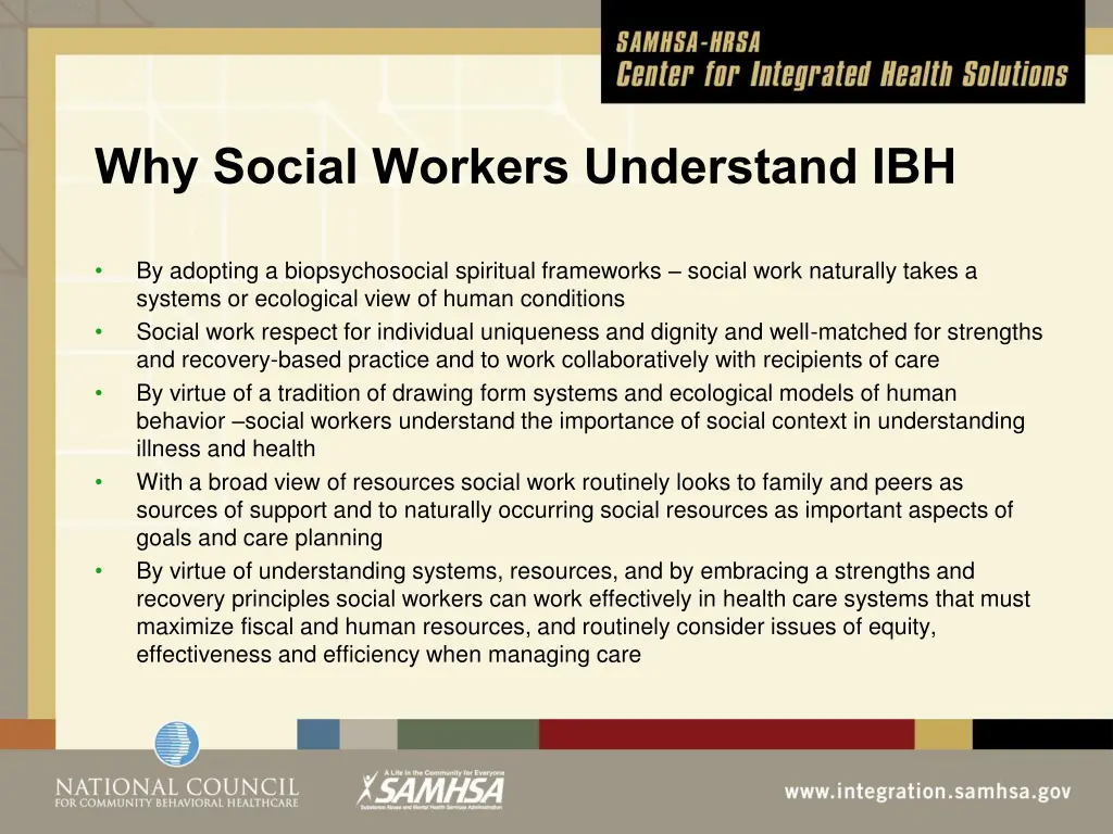 why social workers understand ibh