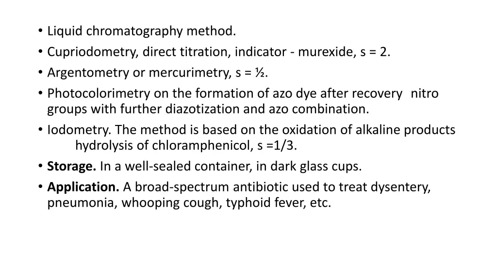 liquid chromatography method cupriodometry direct