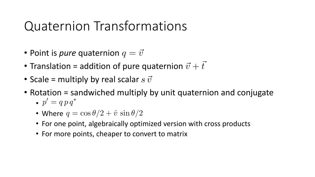 quaternion transformations