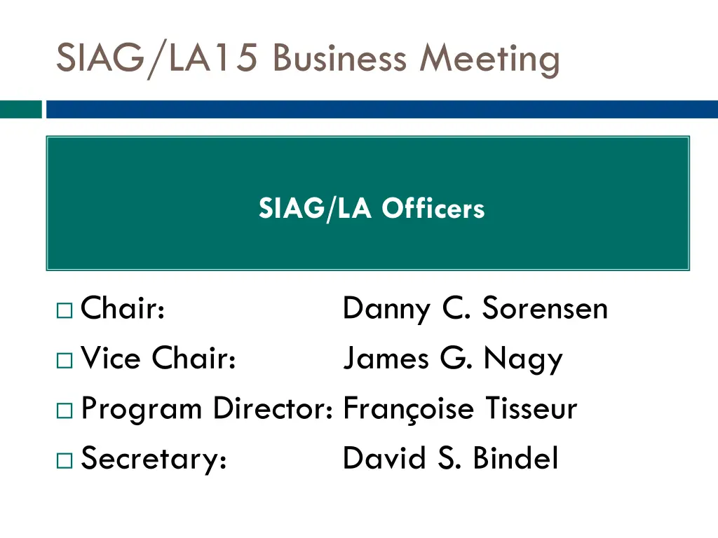 siag la15 business meeting
