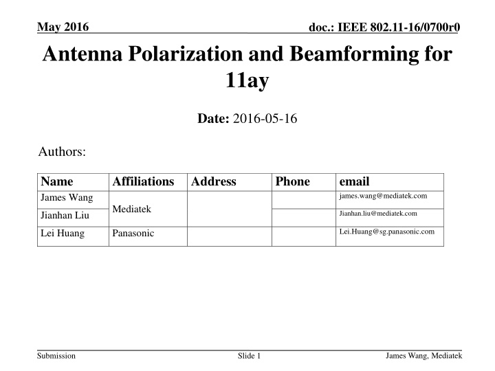 may 2016 antenna polarization and beamforming