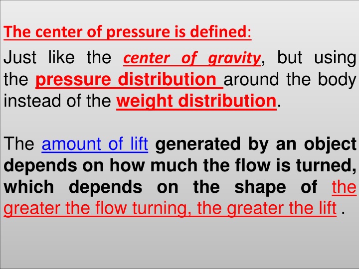 the center of pressure is defined just like