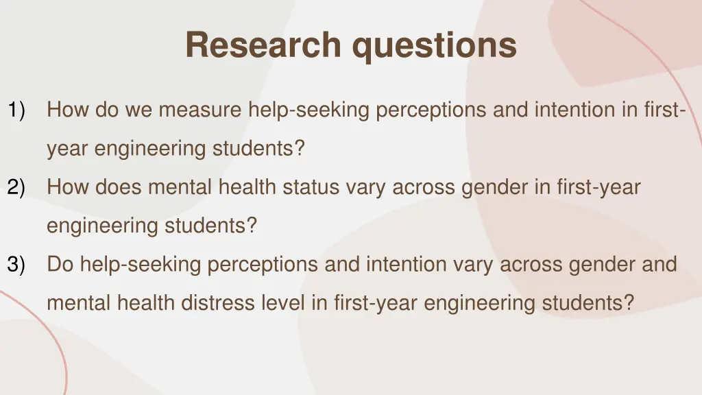 research questions