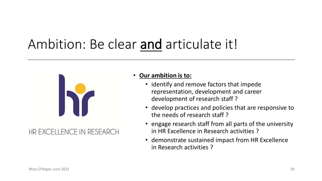 ambition be clear and