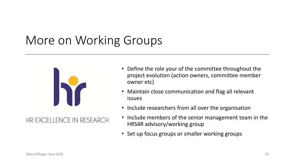 more on working groups
