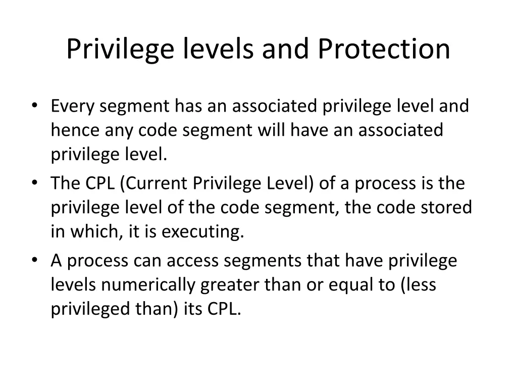 privilege levels and protection