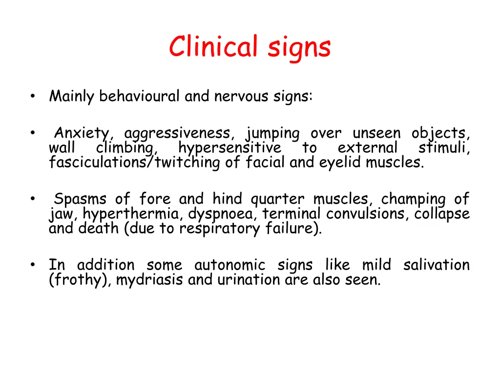 clinical signs
