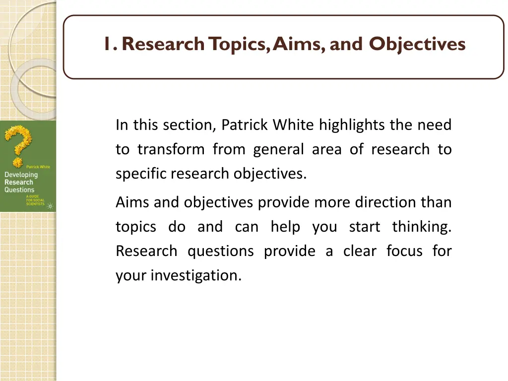 1 research topics aims and objectives