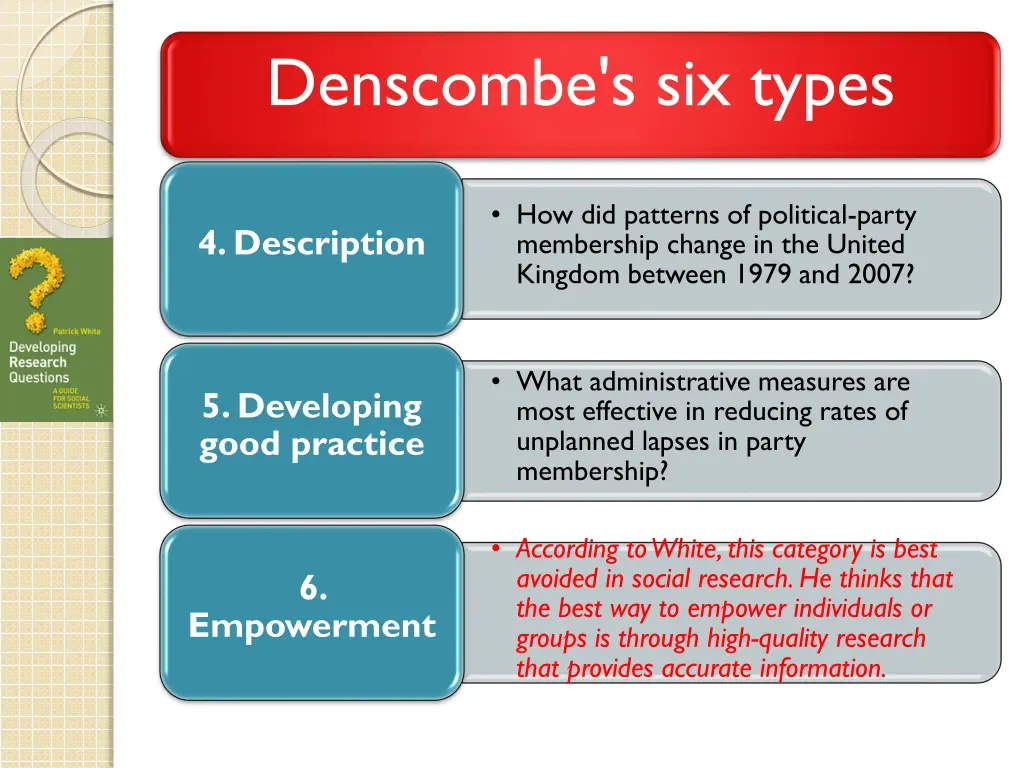 denscombe s six types 1