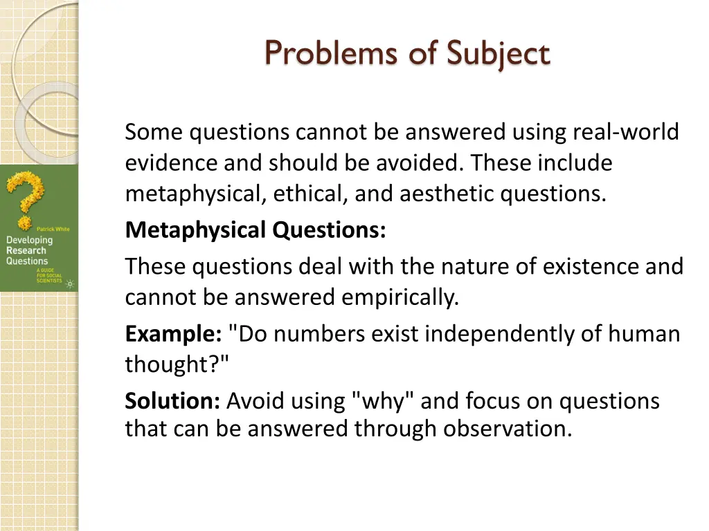 problems of subject