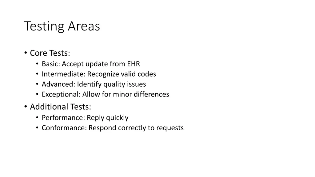 testing areas