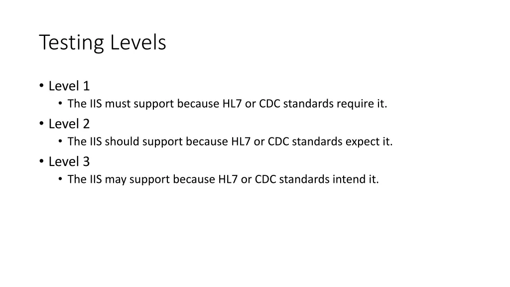 testing levels