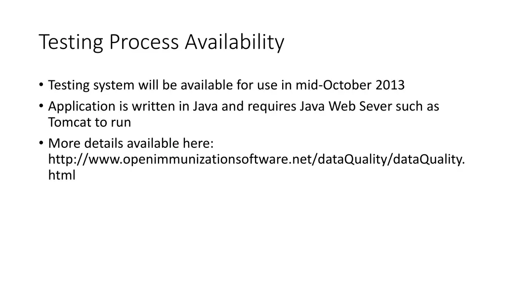 testing process availability
