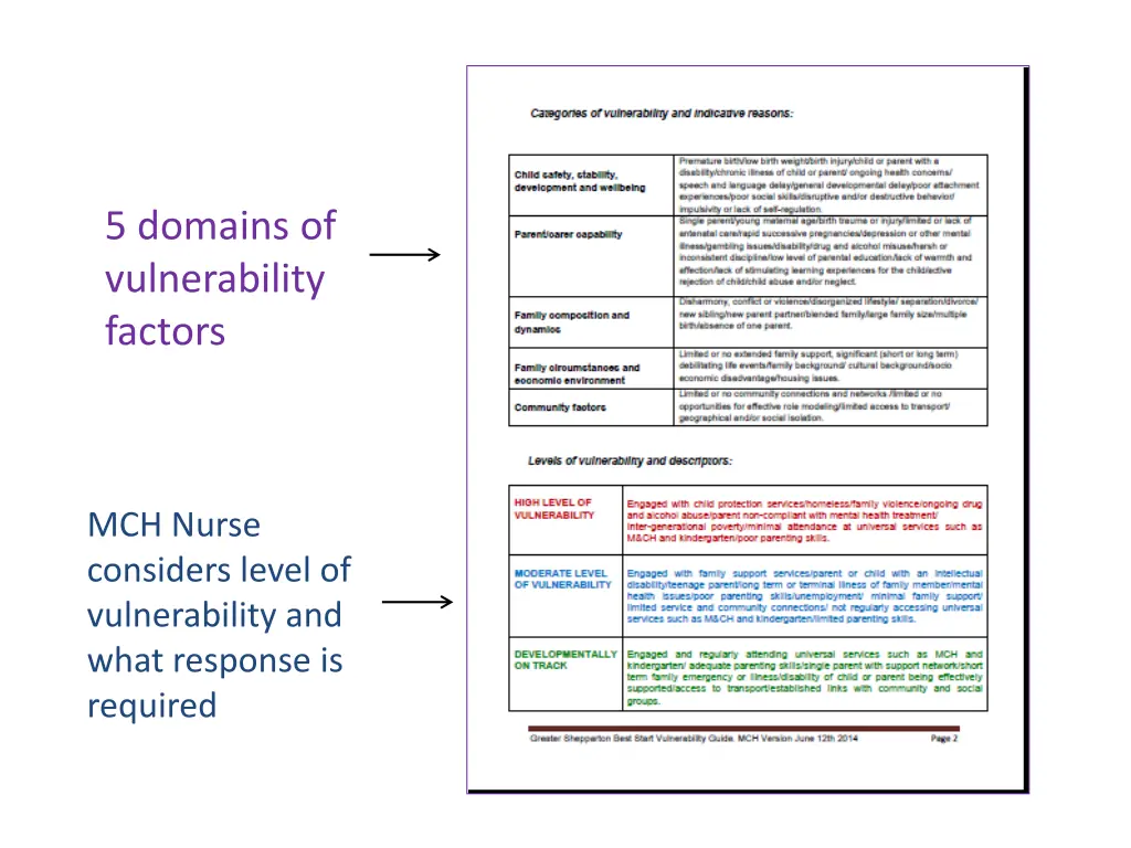 5 domains of vulnerability factors