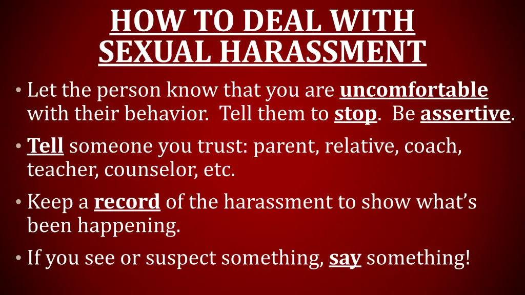 how to deal with sexual harassment