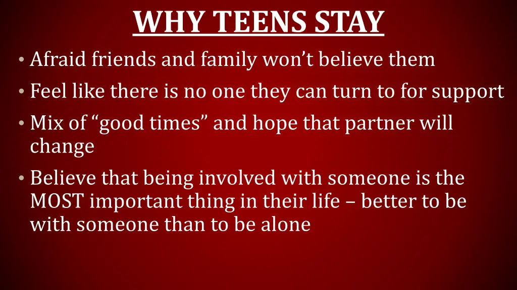 why teens stay 1