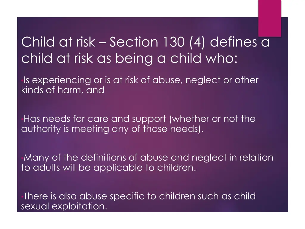 child at risk section 130 4 defines a child