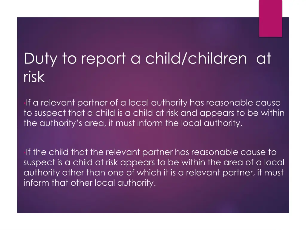 duty to report a child children at risk
