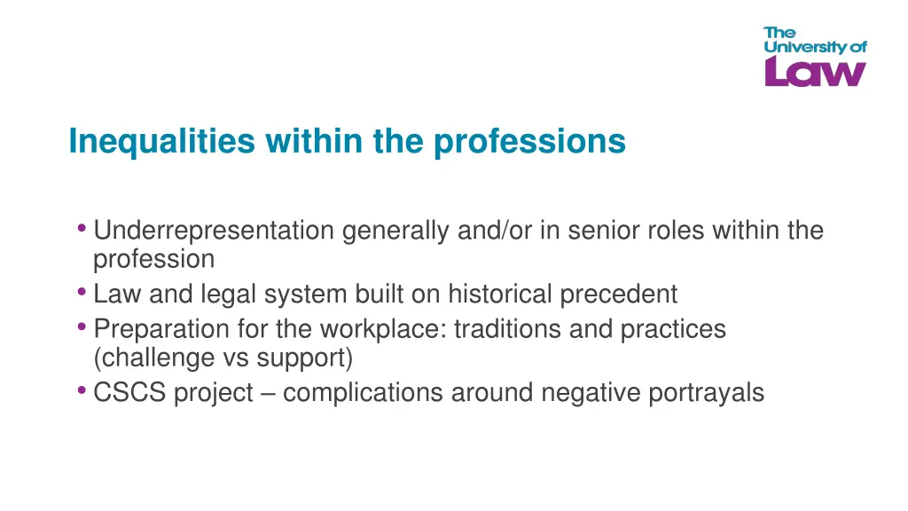 inequalities within the professions