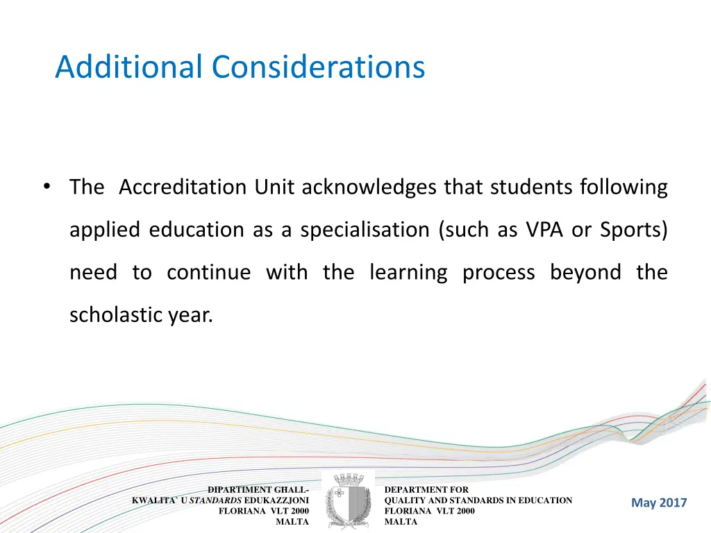 additional considerations