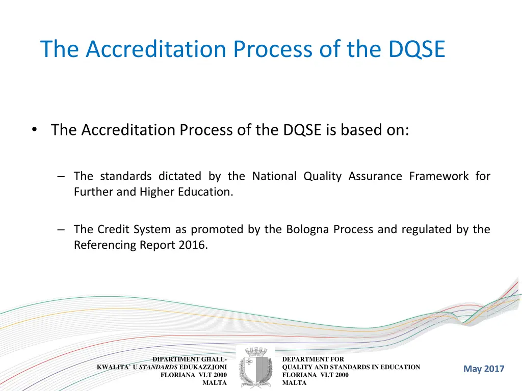 the accreditation process of the dqse