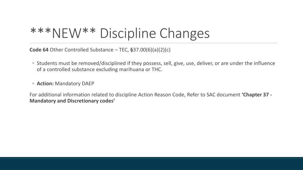 new discipline changes