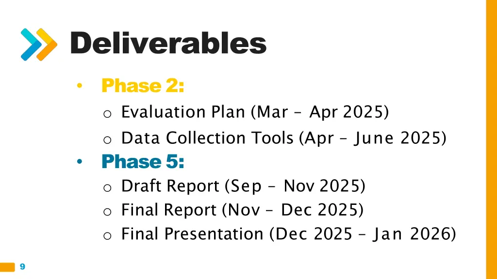 deliverables phase 2 o evaluation plan
