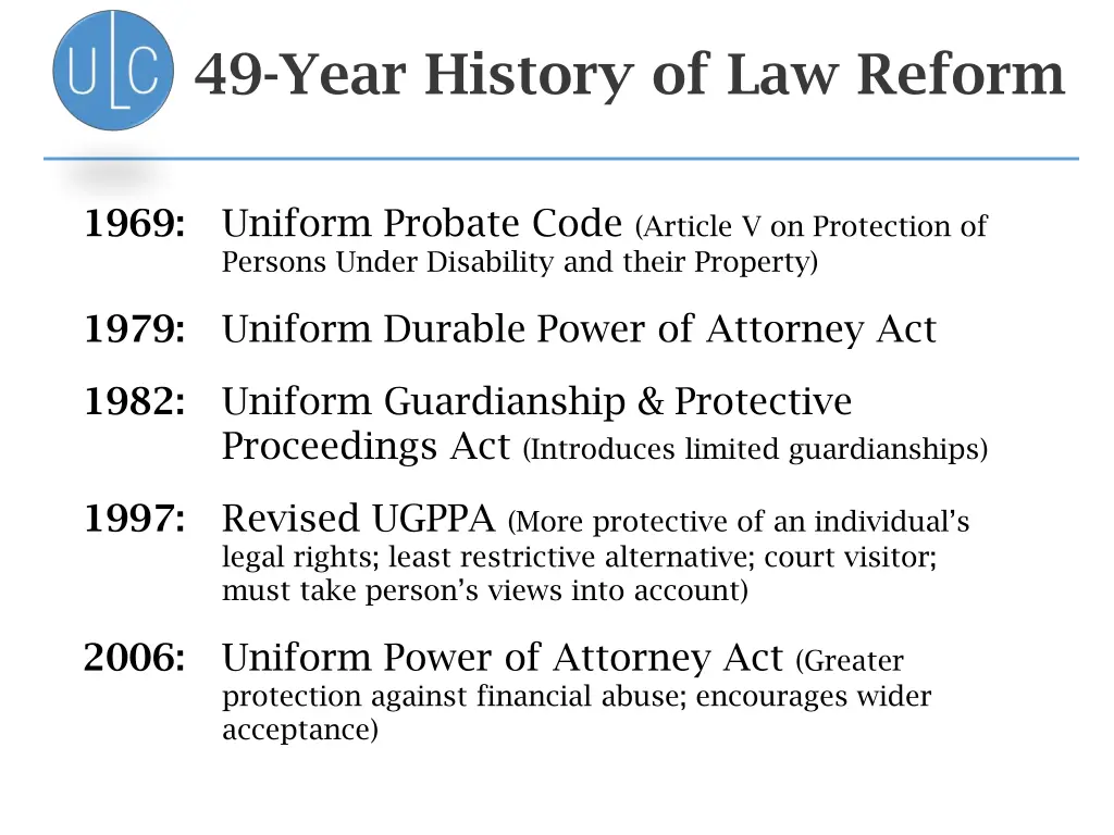 49 year history of law reform