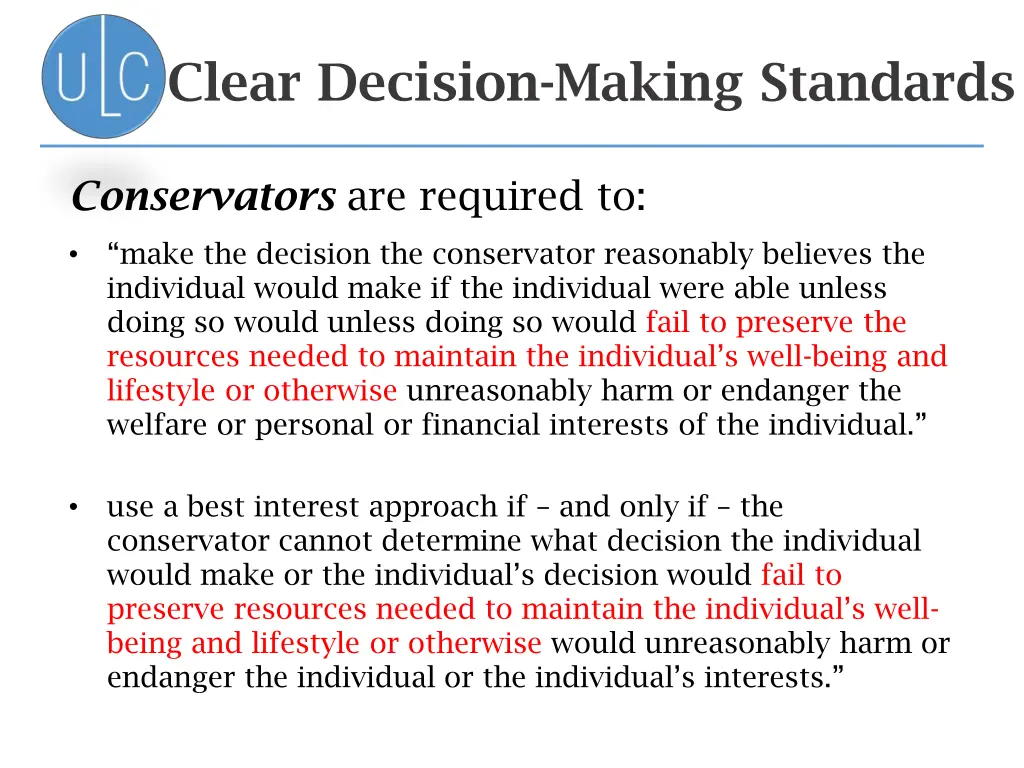 clear decision making standards 1