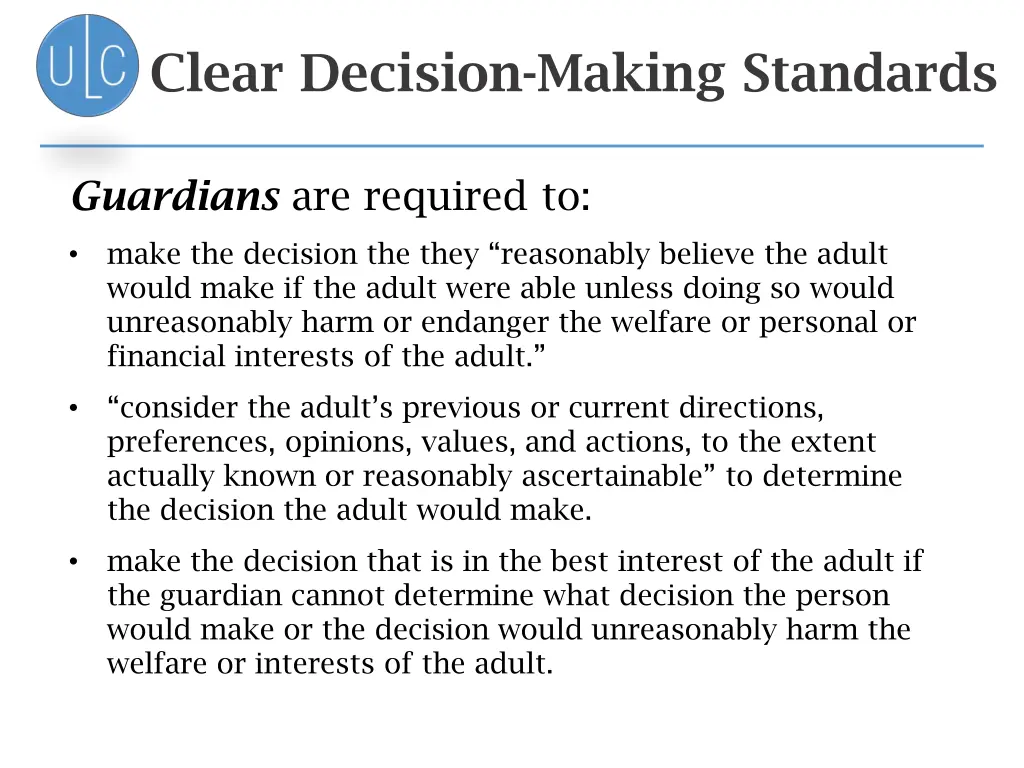 clear decision making standards