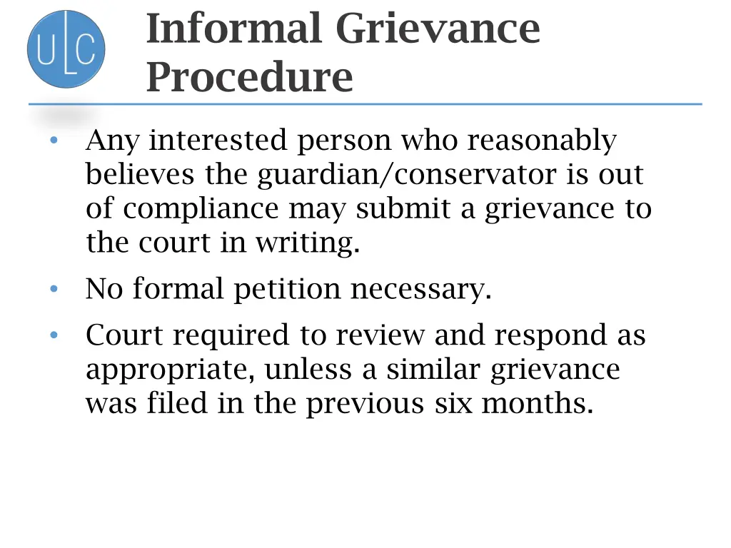 informal grievance procedure