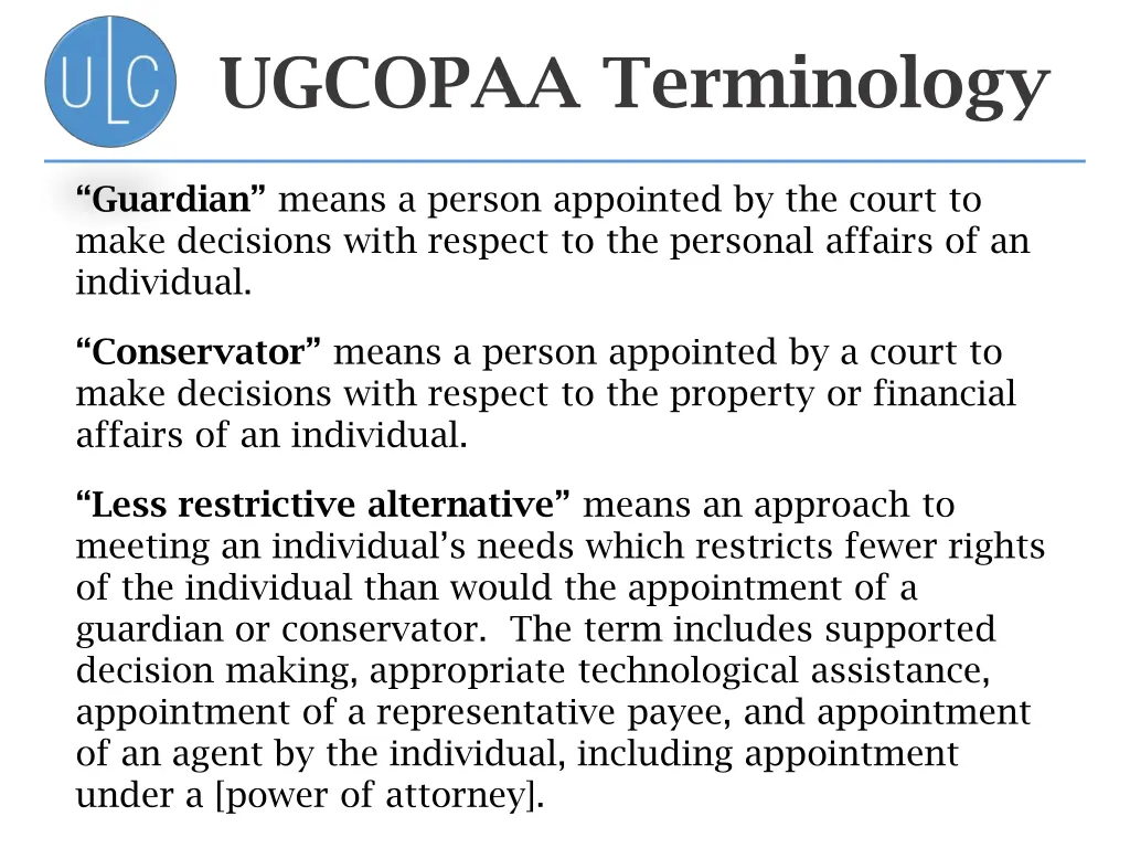 ugcopaa terminology