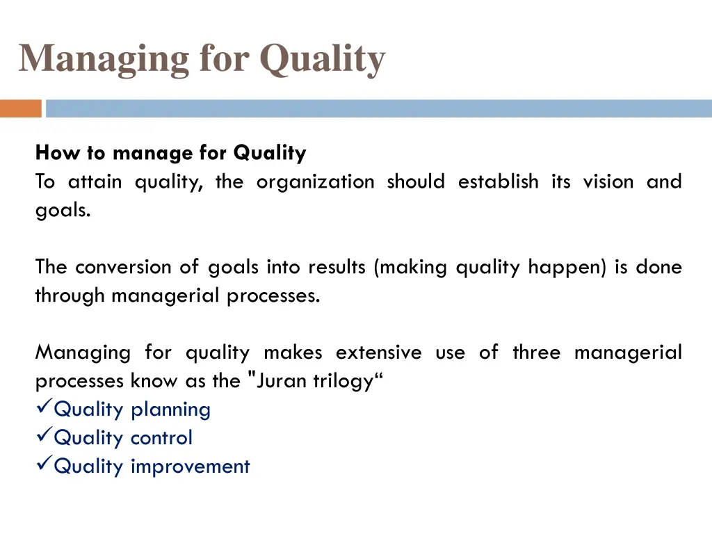 managing for quality