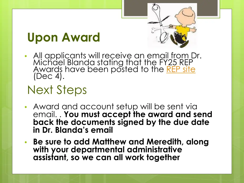 upon award