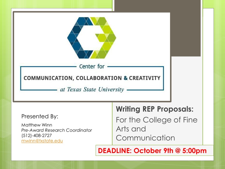 writing rep proposals for the college of fine