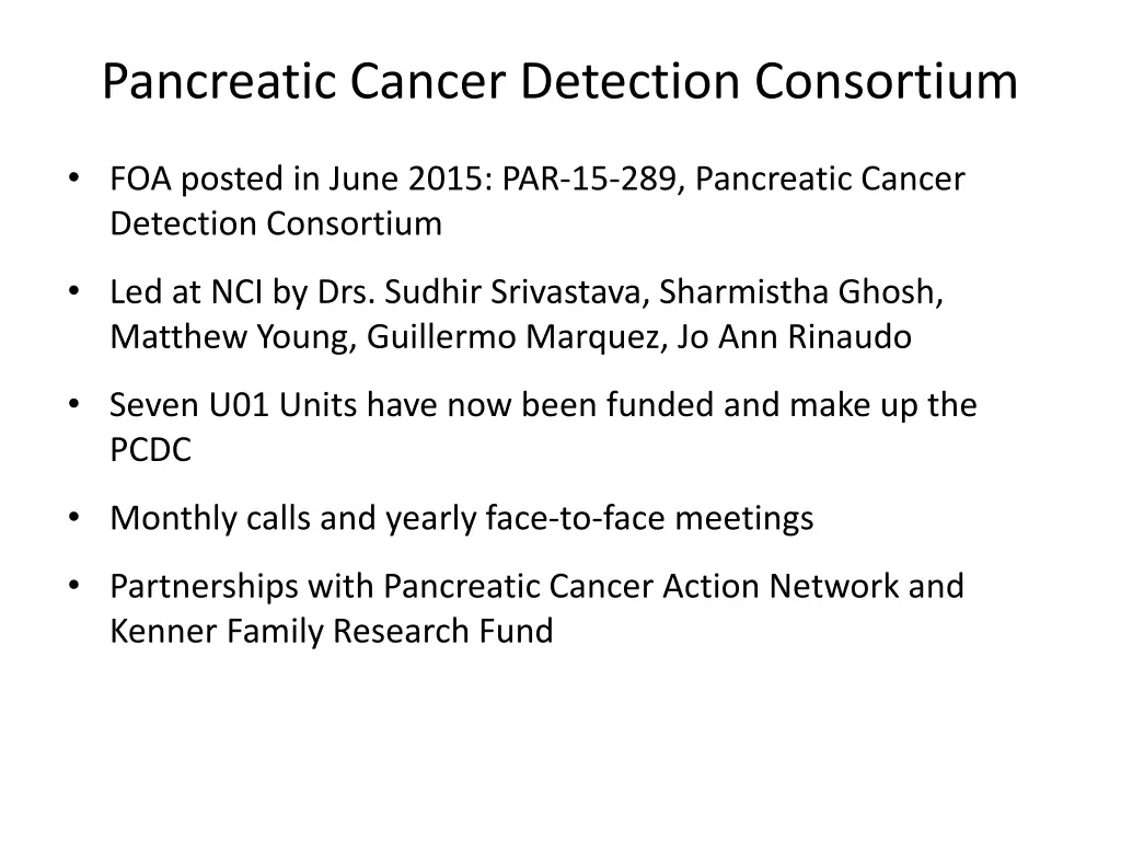 pancreatic cancer detection consortium 1