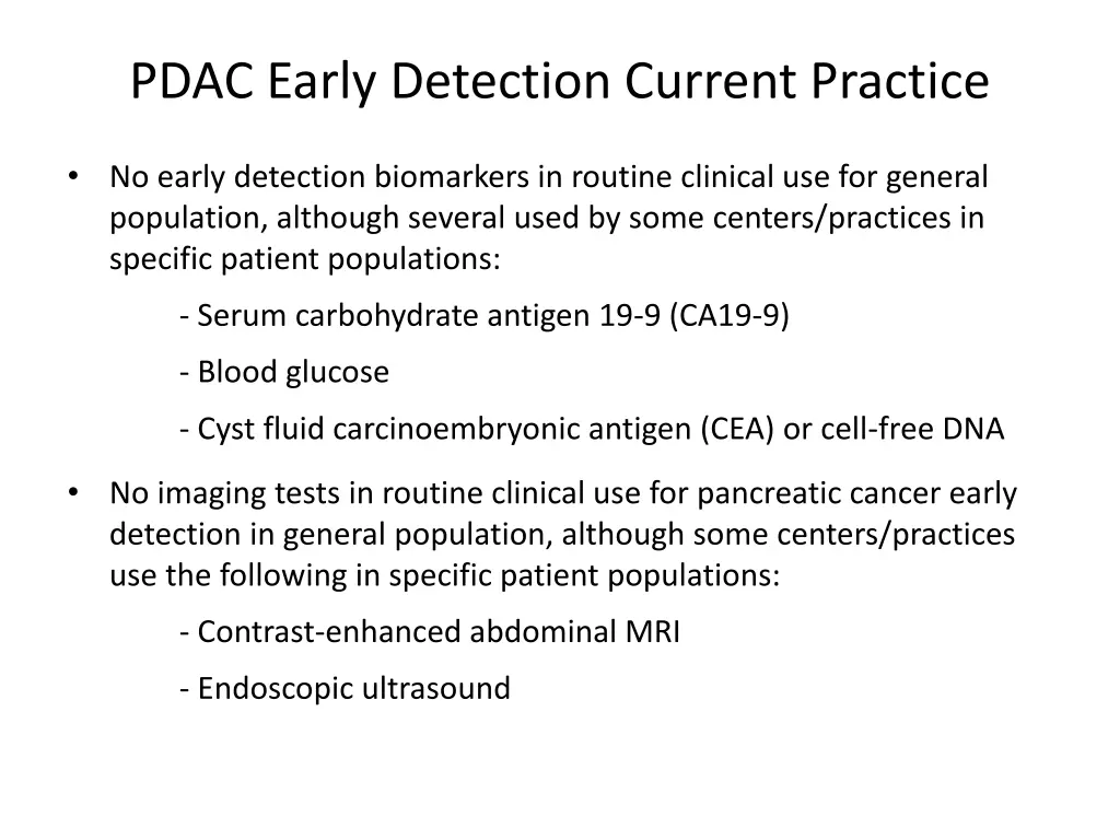 pdac early detection current practice