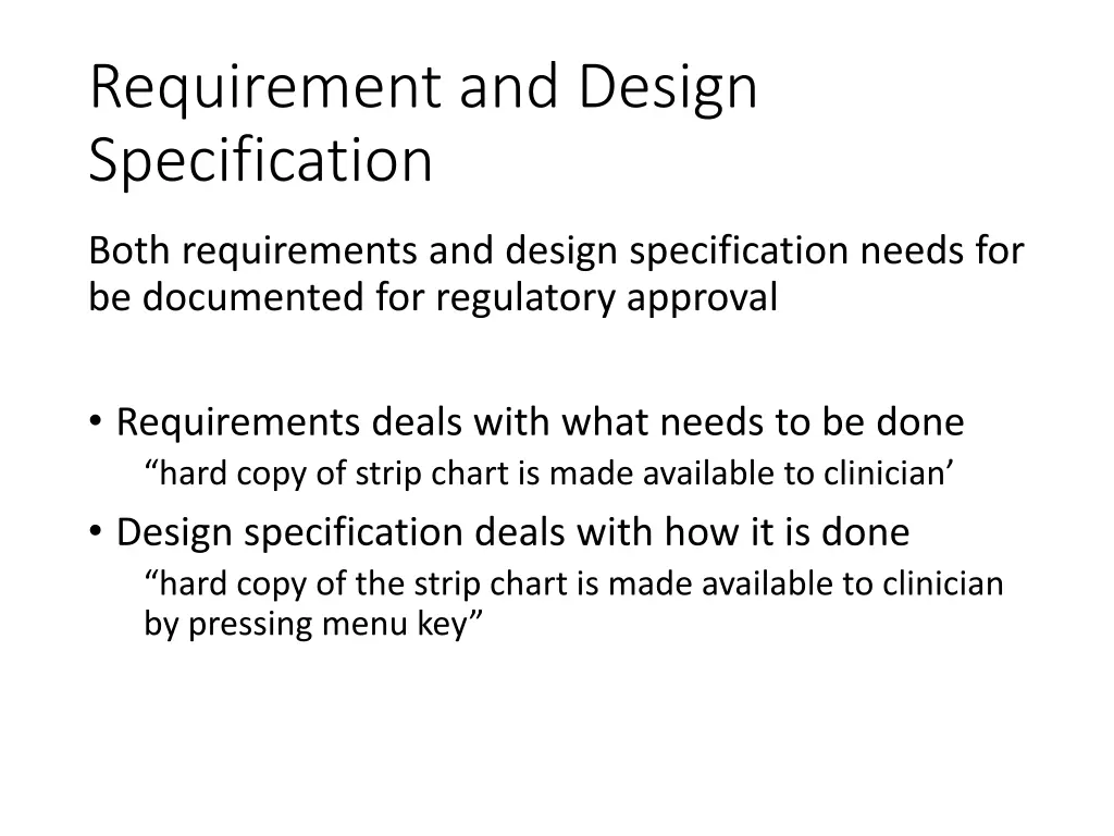 requirement and design specification