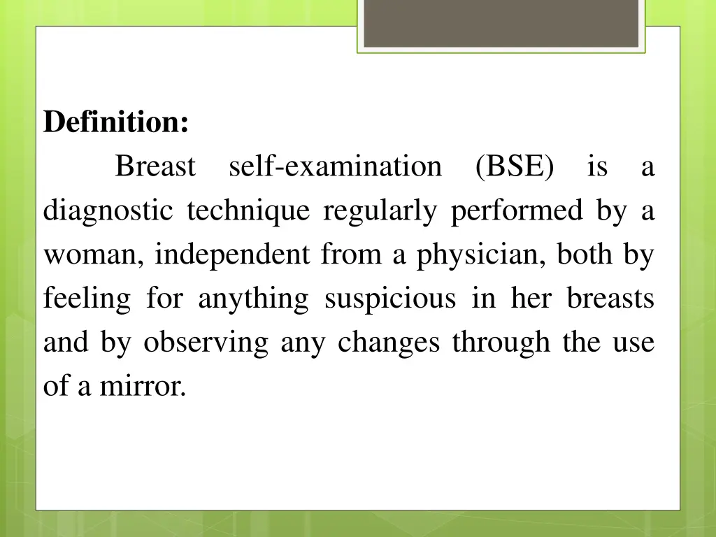 definition breast self examination