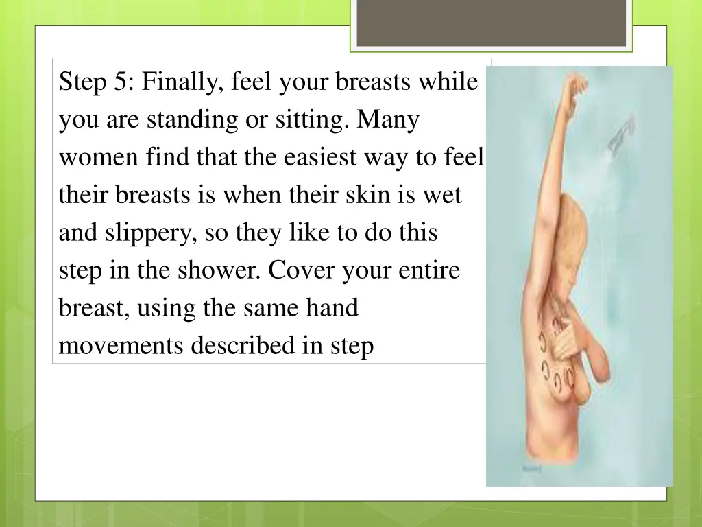 description breast self exam step 5