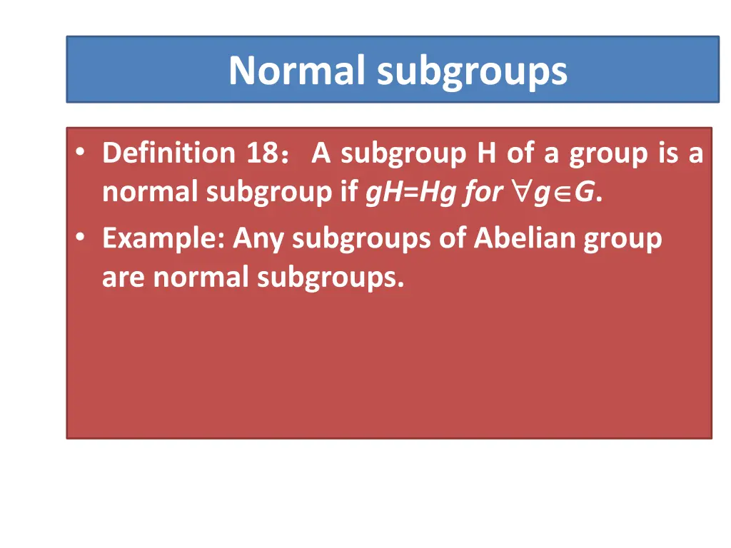 normal subgroups