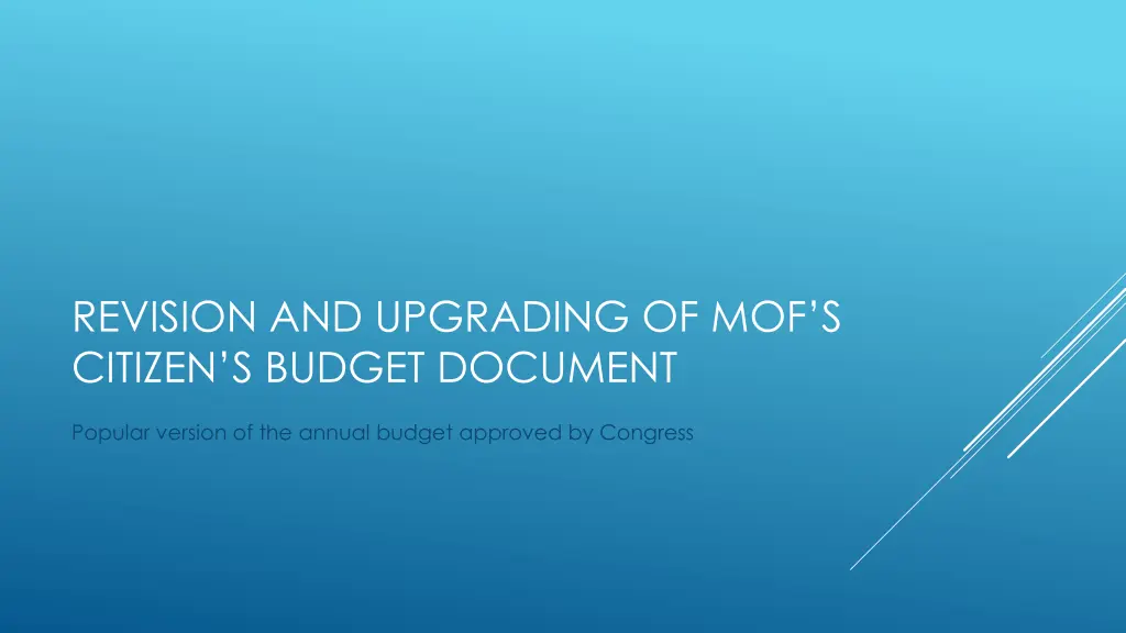 revision and upgrading of mof s citizen s budget