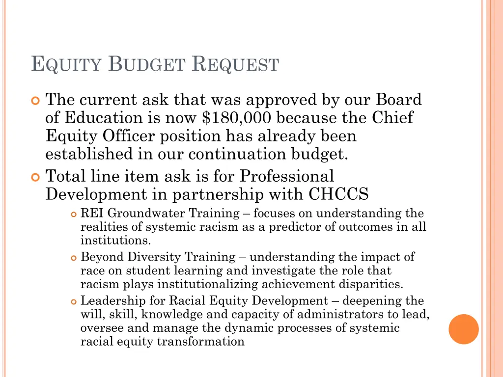 e quity b udget r equest